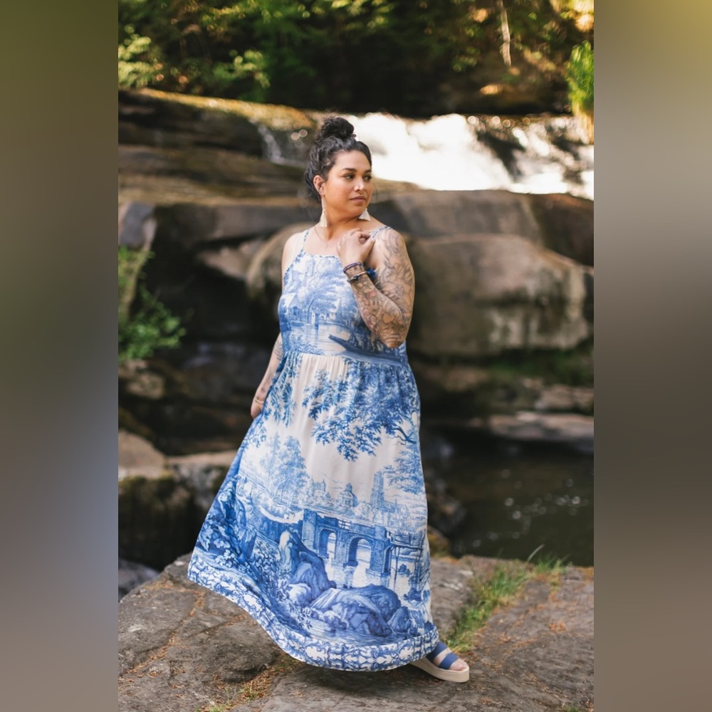 ⭐️Market of Stars⭐️ Let the Light In Vintage Artwork Boho Adjustable Strap Dress - Picture 5 of 16